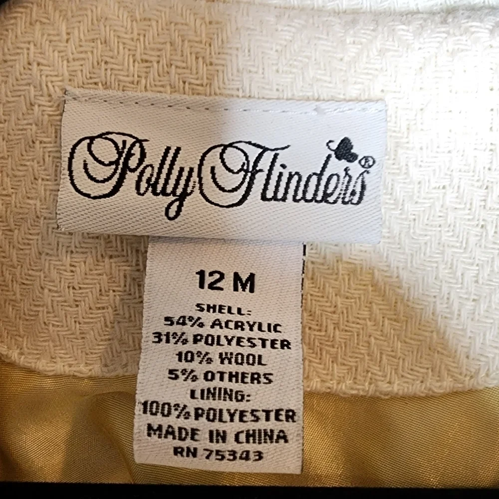 Polly Flinders‎ wool-blend cream coat. Size 12 Months.